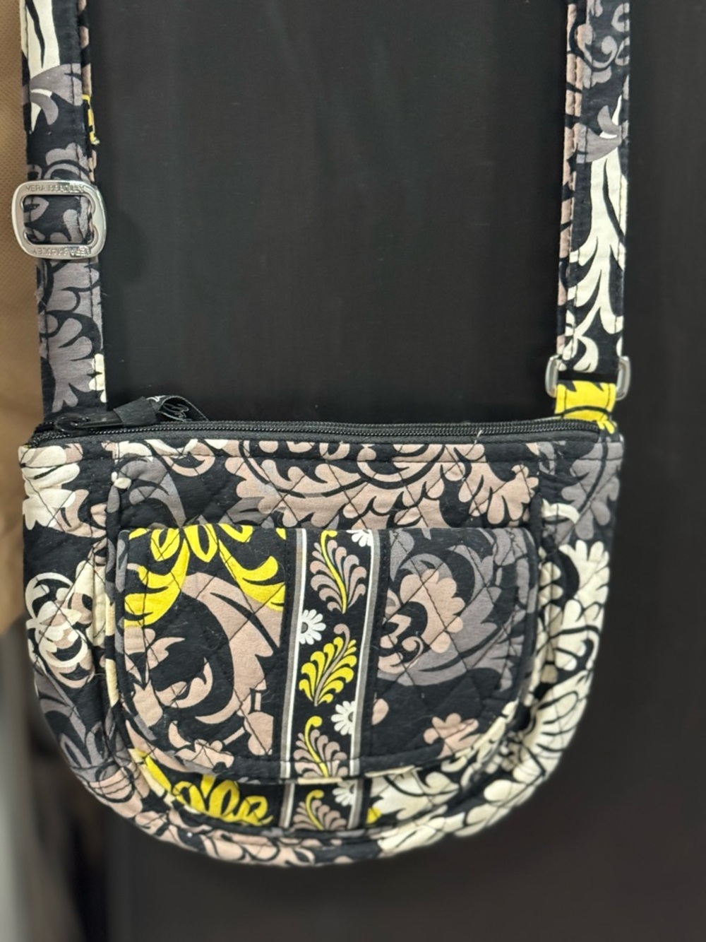 Vera Bradley Quilted Floral Crossbody in Black, Tan, Gray, Beige & Yellow